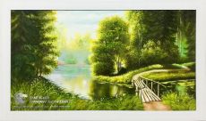 Tranh Sơn Dầu Phong Cảnh Cây Cầu Gỗ