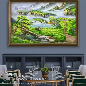 Tranh Sơn Dầu Phong Cảnh Sơn Thủy Phong Thủy Treo Phòng Khách