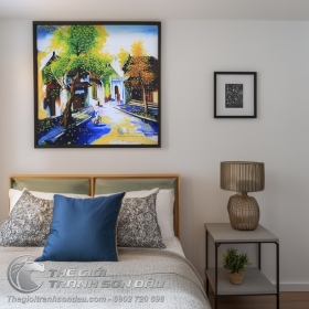 Tranh Sơn Dầu Phong Cảnh Vẽ Con Đường Lá Rơi