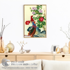 Tranh Sơn Dầu Phượng Hoàng Và Mẫu Đơn May Mắn