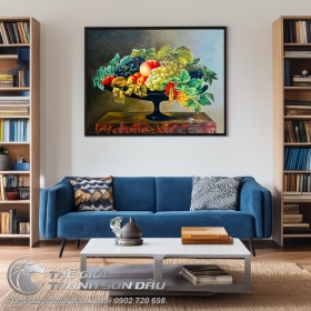 Tranh Sơn Dầu Tĩnh Vật Đĩa Trái Cây Đẹp