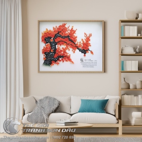 Tranh Sơn Dầu Vẽ Cành Đào Hoa Đắp Nổi