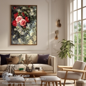 Tranh Sơn Dầu Vẽ Hoa Hồng Trang Trí Đẹp