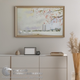 Tranh Sơn Dầu Vẽ Phong Cảnh Thành Phố Mờ Ảo