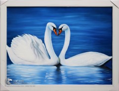 Tranh Thiên Nga Đẹp Vẽ Sơn Dầu