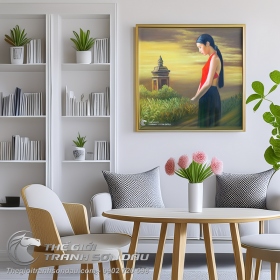 Tranh Thiếu Nữ Việt Nam Mặc Áo Yếm Đỏ