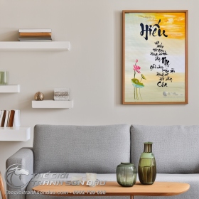 Tranh Thư Pháp Vẽ Sơn Dầu Chữ Hiếu Nghệ Thuật