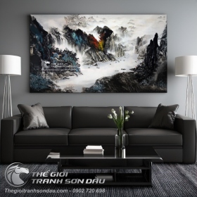 Tranh Thủy Mạc Núi Đá Sắc Màu Đẹp