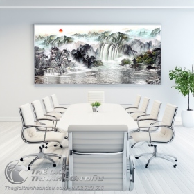 Tranh Thủy Mặc Phong Cảnh Thác Đổ Đẹp