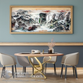 Tranh Thủy Mạc Thác Nước Hoang Sơ Tiên Cảnh