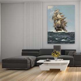 Tranh Thuyền Buồm Căng Gió Trên Biển