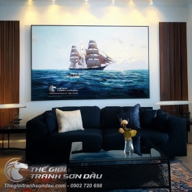 Tranh Thuyền Buồm Xa Và Ghe Cứu Nạn