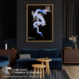 Tranh Vẽ Bạch Long Nền Đen