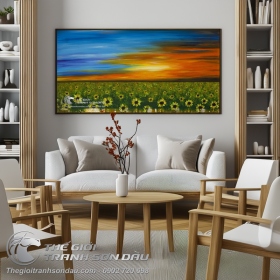 Tranh Vẽ Bãi Hoa Mặt Trời Dưới Ánh Bình Minh