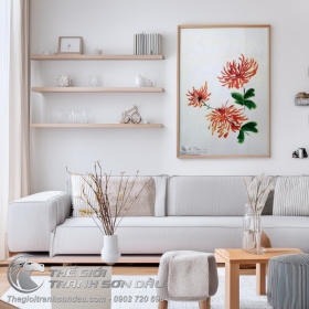 Tranh Vẽ Hoa Cúc Bán Trừu Tượng