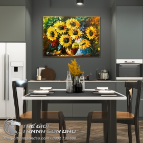 Tranh Vẽ Hoa Hiện Đại Màu Sơn Dầu Cao Cấp
