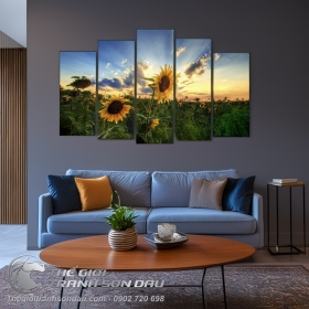Tranh Vẽ Hoa Hướng Dương Bộ 5 Bức