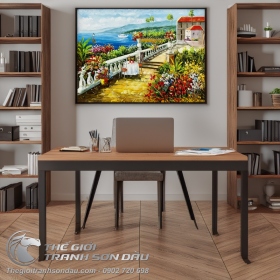 Tranh Vẽ Quán Cafe Bên Bờ Địa Trung Hải