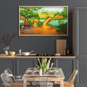 Tranh Vẽ Quê Hương Cây Đa Cánh Đồng