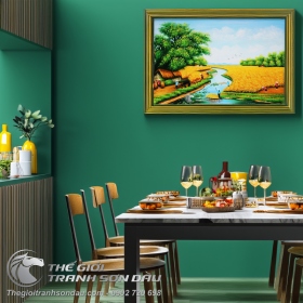 Tranh Vẽ Quê Hương Mùa Gặt Lúa