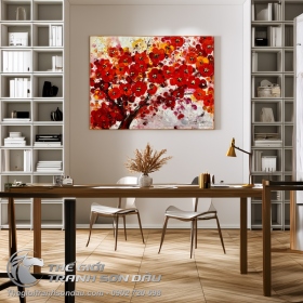 Tranh Vẽ Sơn Dầu Hoa Nở Dày Màu