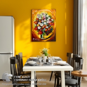 Tranh Vẽ Sơn Dầu Hoa Nở Muôn Màu