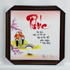 Tranh Vẽ Thư Pháp Chữ Phúc Chất Liệu Sơn Dầu Đẹp