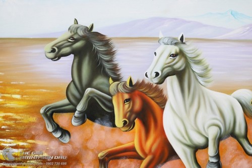 Tranh 8 Con Ngựa Chạy Trên Đất