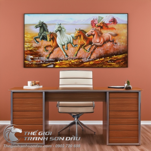 Tranh 8 Con Ngựa Chạy Trên Đất