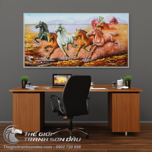 Tranh 8 Con Ngựa Chạy Trên Đất