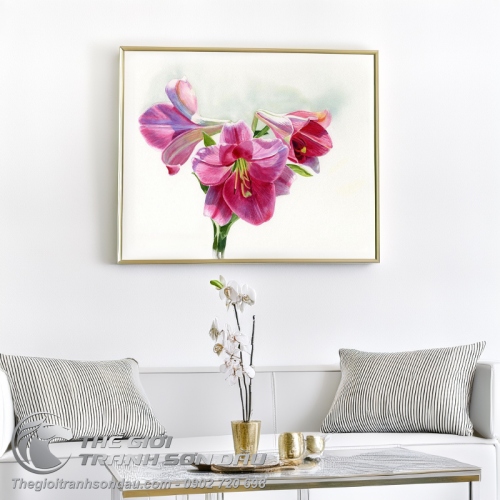 Tranh Ba Đóa Hoa Lan Tím Nở Rộ