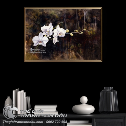Tranh Ban Đóa Hoa Lan Trắng