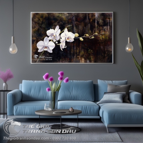 Tranh Ban Đóa Hoa Lan Trắng