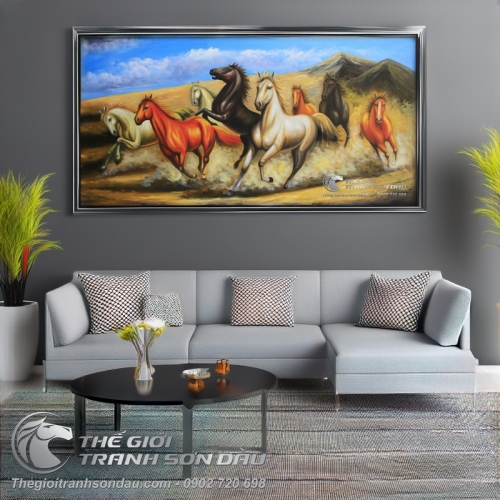 Tranh Bát Mã Đẹp Chạy Trên Đất Cho Người Mệnh Thổ và Kim