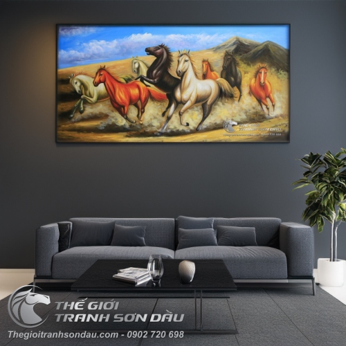 Tranh Bát Mã Đẹp Chạy Trên Đất Cho Người Mệnh Thổ và Kim