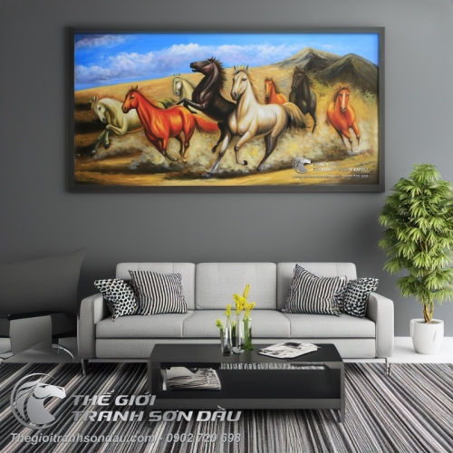 Tranh Bát Mã Đẹp Chạy Trên Đất Cho Người Mệnh Thổ và Kim