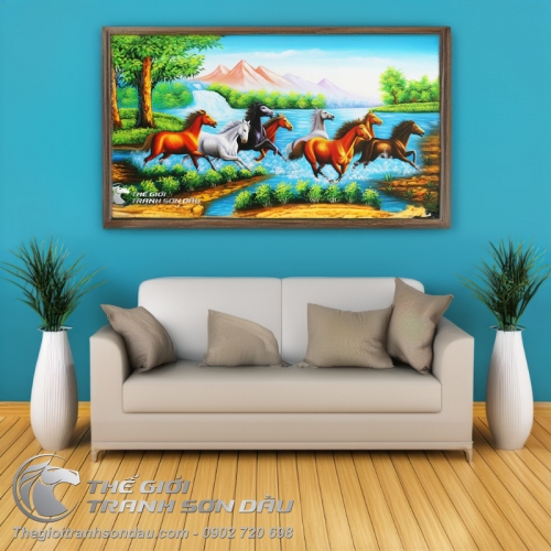 Tranh Bát Mã Đồ Đẹp Treo Phòng Khách