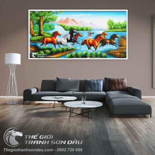 Tranh Bát Mã Đồ Đẹp Treo Phòng Khách