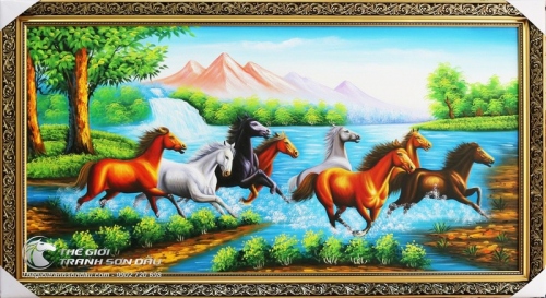 Tranh Bát Mã Đồ Đẹp Treo Phòng Khách