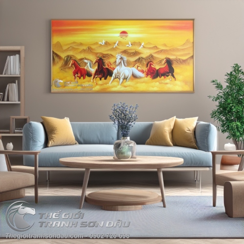 Tranh Bát Mã Thành Công Cho Người Mệnh Kim