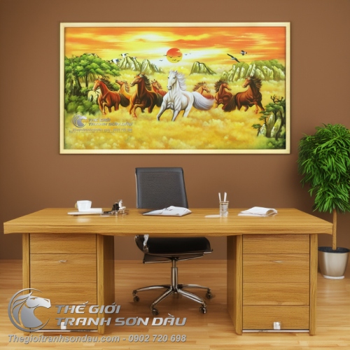 Tranh Bát Mã Truy Phong Cho Gia Chủ Mạng Kim