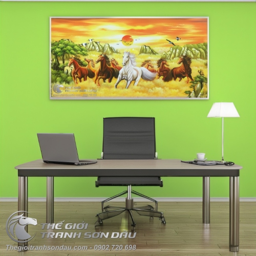 Tranh Bát Mã Truy Phong Cho Gia Chủ Mạng Kim