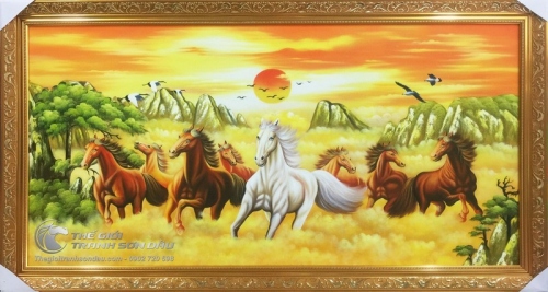 Tranh Bát Mã Truy Phong Cho Gia Chủ Mạng Kim