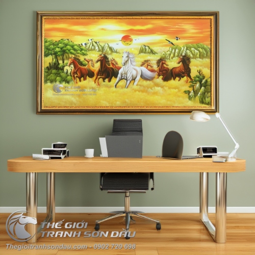 Tranh Bát Mã Truy Phong Cho Gia Chủ Mạng Kim