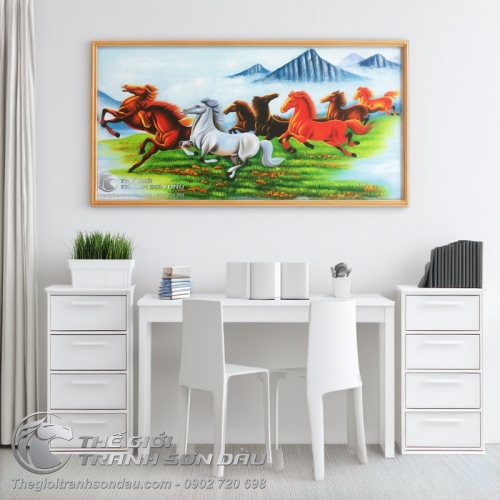 Tranh Bát Mã Truy Phong Vẽ Sơn Dầu Đẹp Giá Rẻ