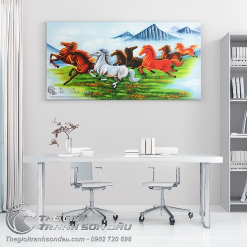 Tranh Bát Mã Truy Phong Vẽ Sơn Dầu Đẹp Giá Rẻ