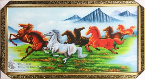 Tranh Bát Mã Truy Phong Vẽ Sơn Dầu Đẹp Giá Rẻ