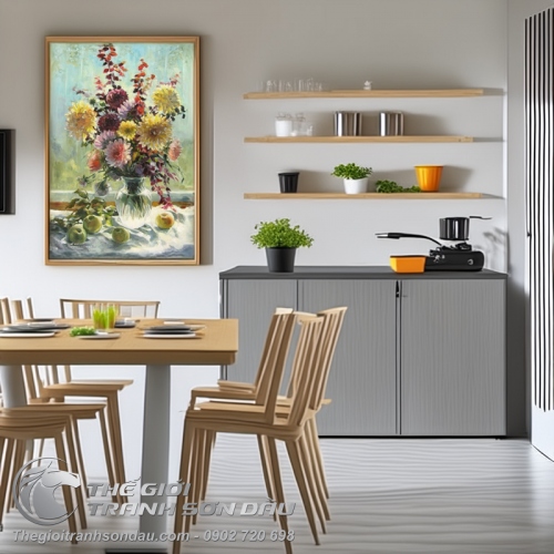 Tranh Bình Hoa Cúc Màu Sắc Rực Rỡ