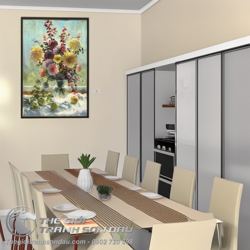 Tranh Bình Hoa Cúc Màu Sắc Rực Rỡ