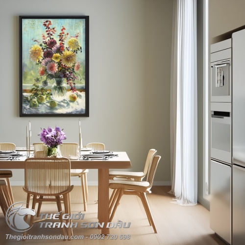 Tranh Bình Hoa Cúc Màu Sắc Rực Rỡ